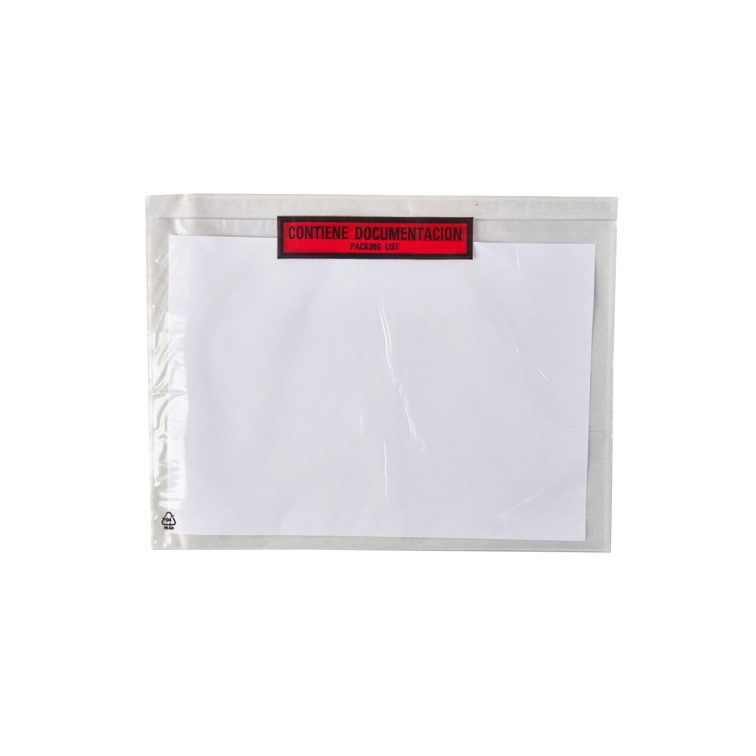 bolsa adhesiva para documentacion de paquetes con leyenda de seguridad