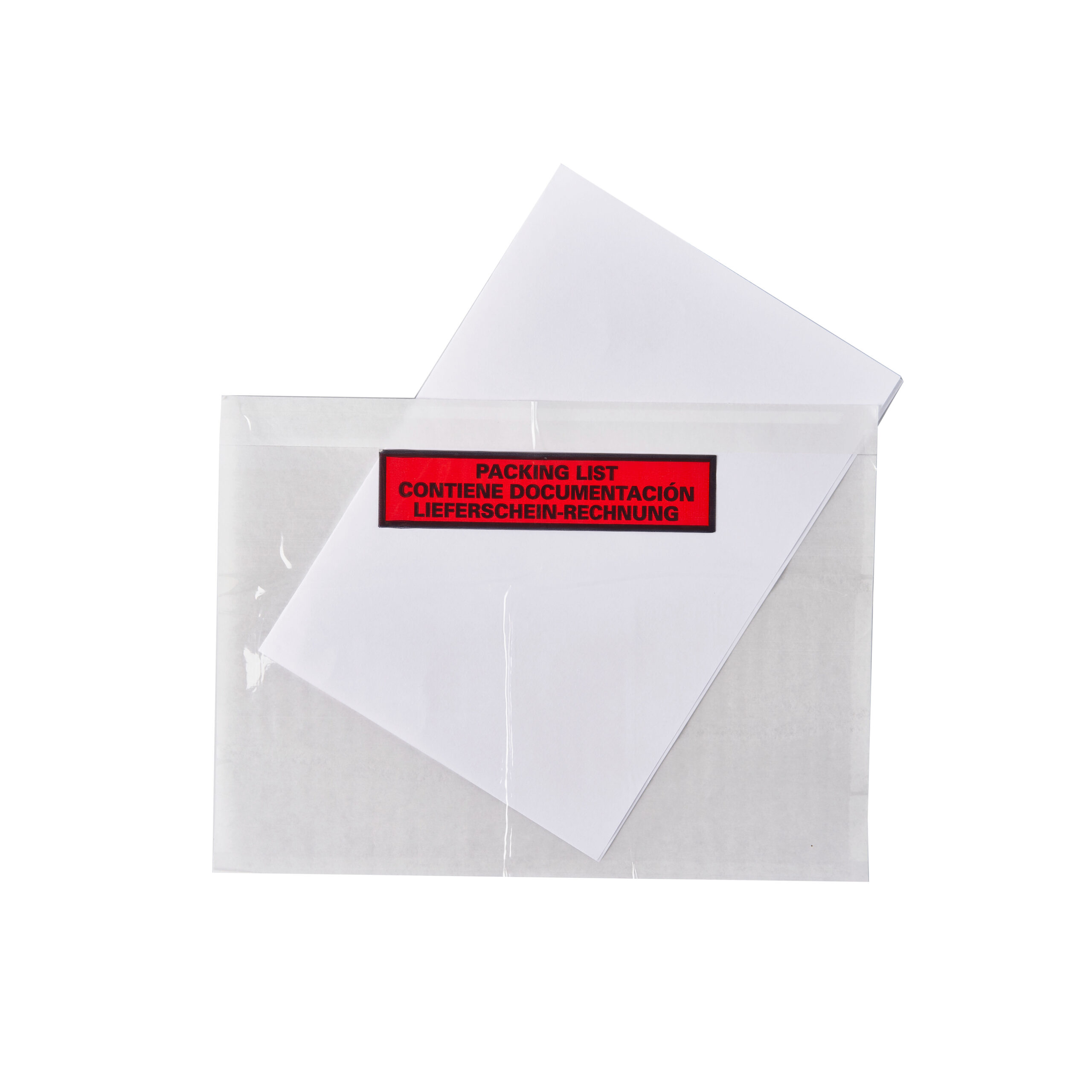 sobre adhesivo transparente y papel para documentacion de envios
