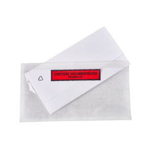 sobre packing list transparente 228x120mm con leyenda contiene documentacion