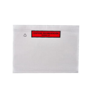 sobre packing list transparente 228x165mm con impresion contiene documentacion