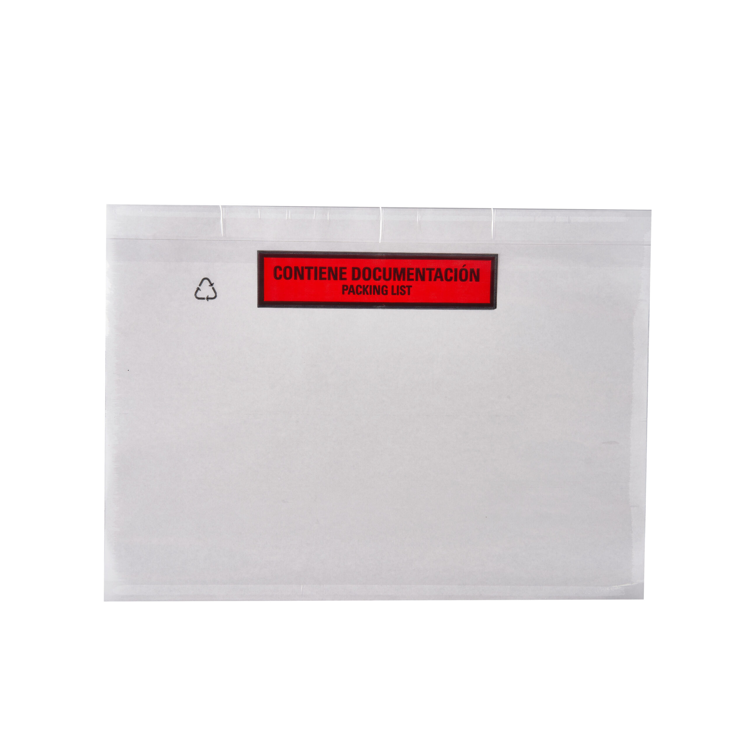 sobre packing list transparente 228x165mm con impresion contiene documentacion