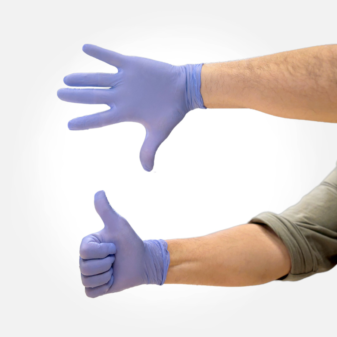 Guantes de nitrilo azul sin polvo desechables