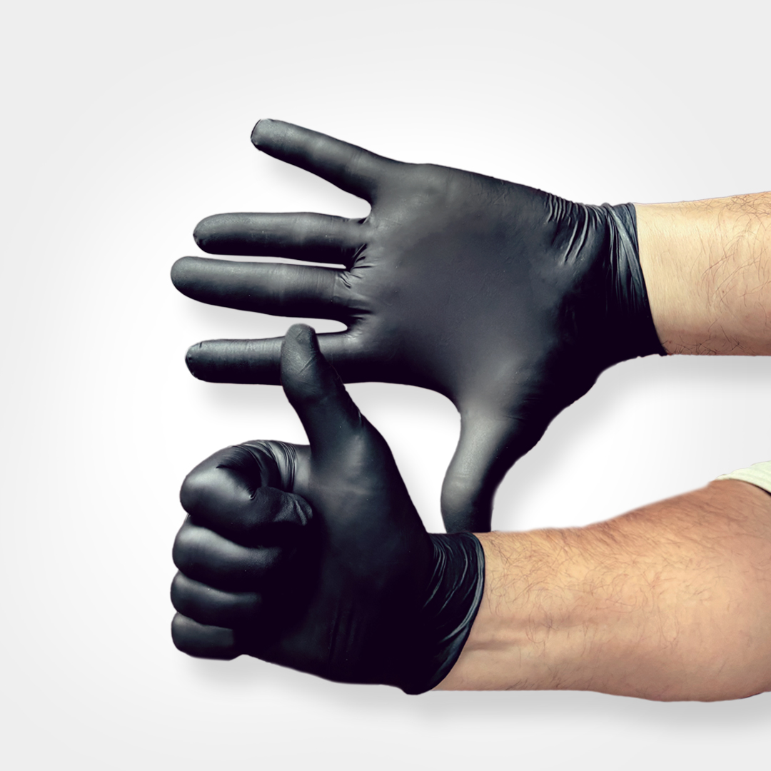 Guante de nitrilo negro para protección y sensibilidad táctil