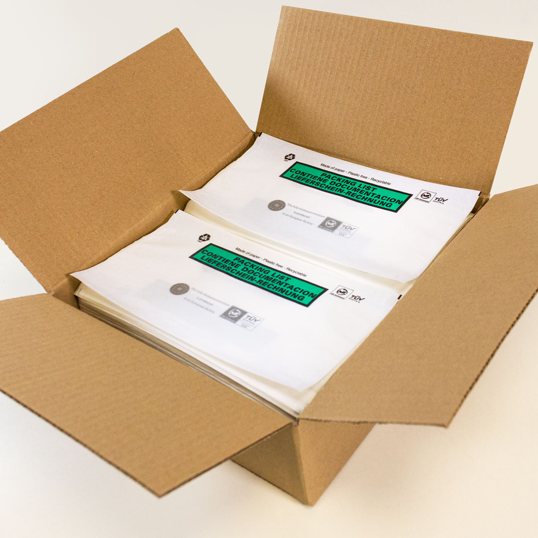 Millar de sobres packing list 100% papel Fijaplast de 228x120 mm en su caja de embalaje (91901)