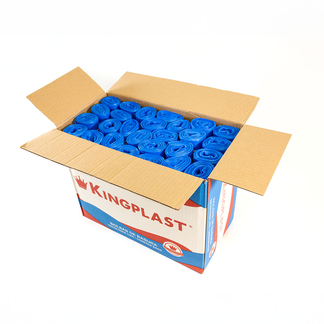 caja de bolsas de basura de 30 litros azules 56 rollos (05727)