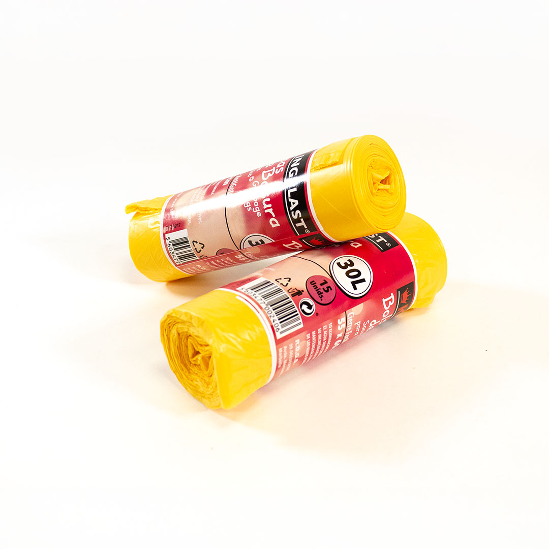 dos rollos de bolsas de basura amarilla con autocierre 550x600mm (74331)