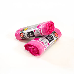 dos rollos de bolsas de basura color fucsia con autocierre 550x600mm (05723)