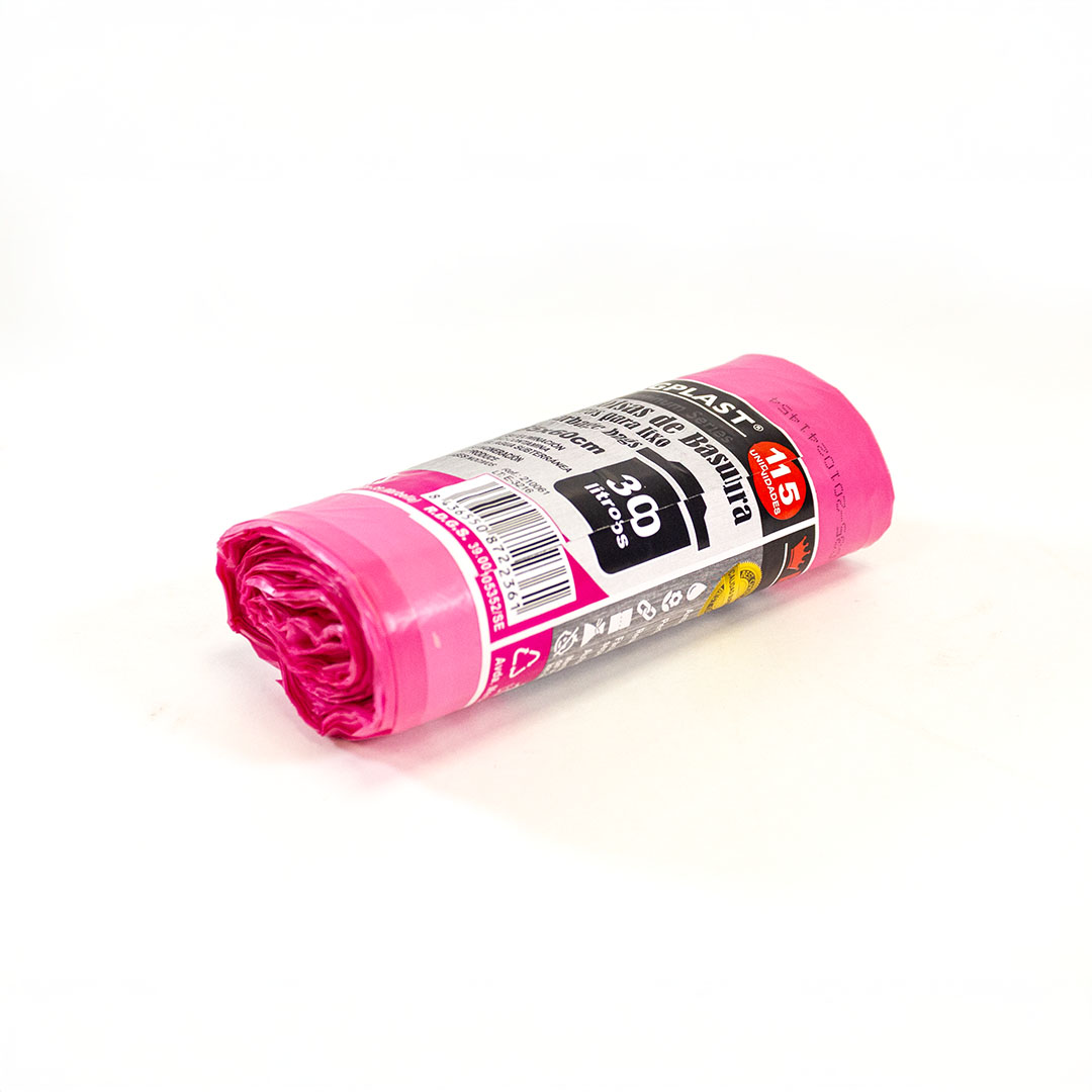 rollo de bolsas de basura color fucsia 30 litros autocierre (05723)