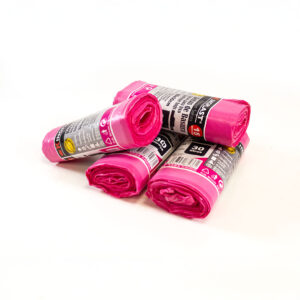 varios rollos de bolsas de basura color fucsia para cubos medianos (05723)