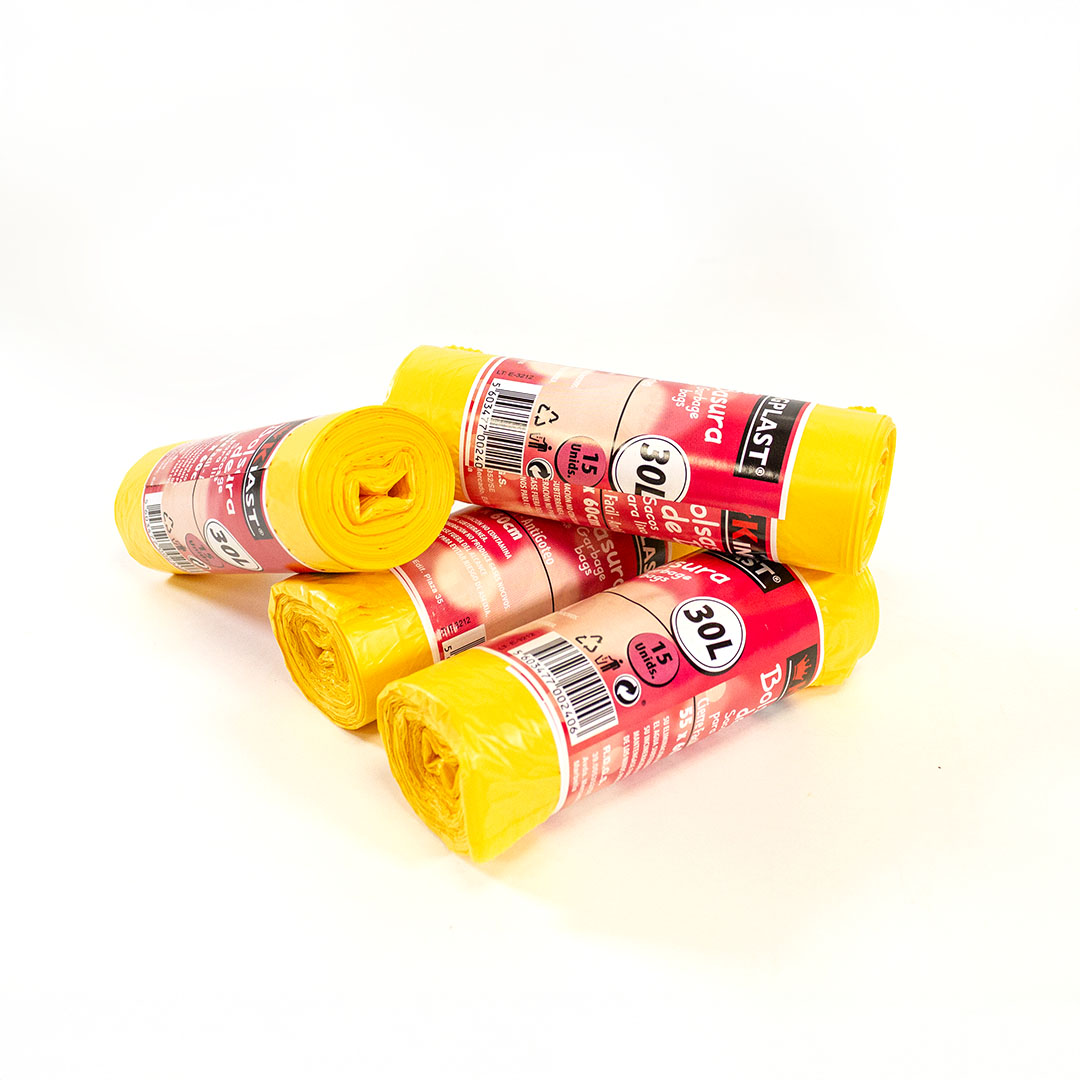 varios rollos de bolsas para basura amarilla para reciclaje (74331)