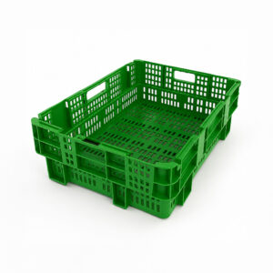 Descubre nuestra caja de plástico apilable de 400x300x1200mm. Perfecta para frutas, verduras y carnes con diseño apilable y encajable para maximizar tu espacio